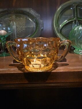 Amber Glass Two-Handled Decorative Bowl - Home Art